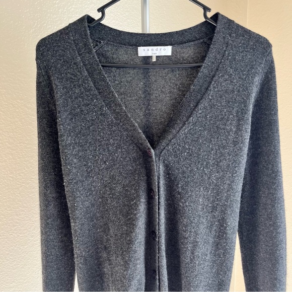 Sandro Paris Ivana Lace-up Corset Back Wool-cashmere Cardigan Sz 1 - Picture 3 of 11